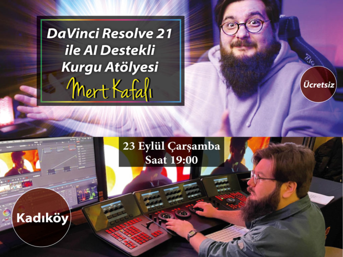 Fujifilm DaVinci Resolve 21 ile AI Destekli Kurgu Atölyesi Bu etkinliğin kontenjanı 50 kişidir. Şu an 45 kişilik yer kalmıştır.