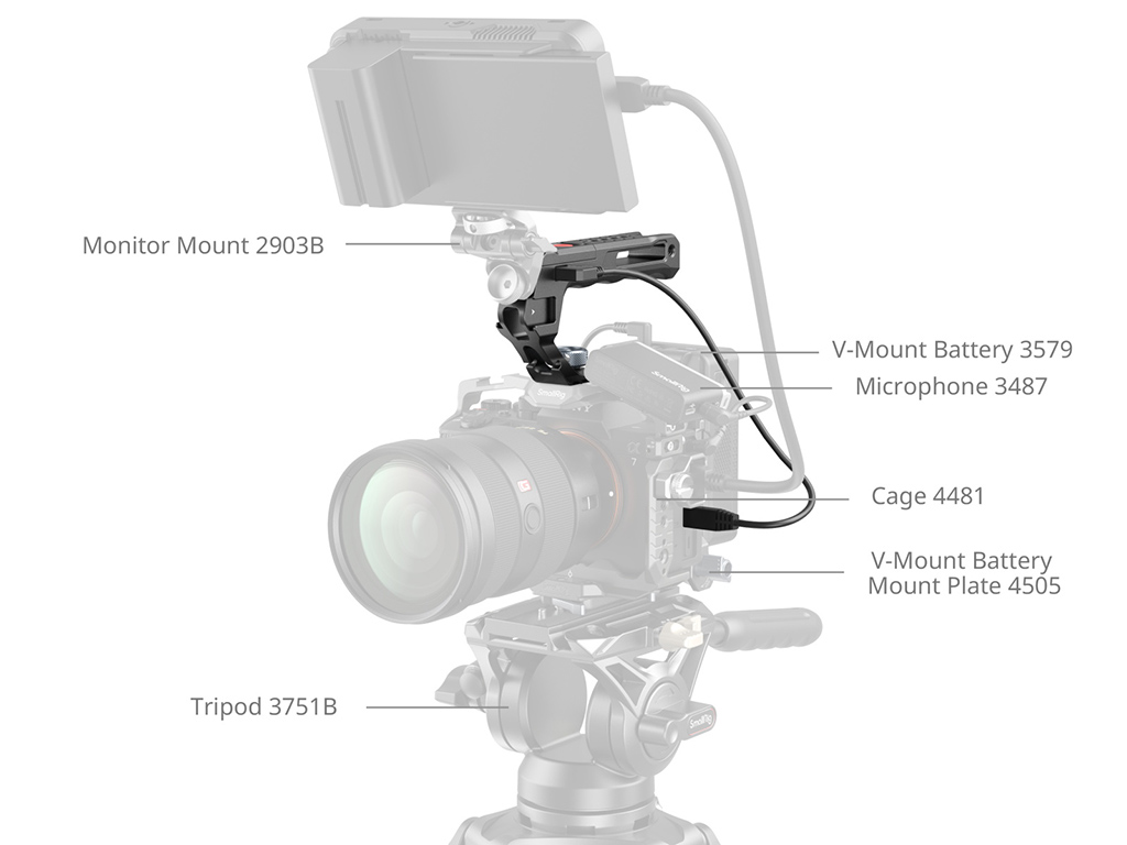 SmallRig 4927 Kayıt Tuşu Özellikli ARRI Bağlantılı Üst Tutma Kolu