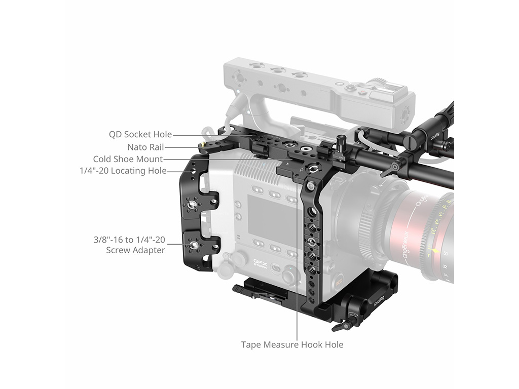 SmallRig 5341 Fujifilm GFX Eterna 55 Uyumlu Full Kafes Kiti 15mm Çubuk, Monitör Bağlantısı ve Tutacak Dahil