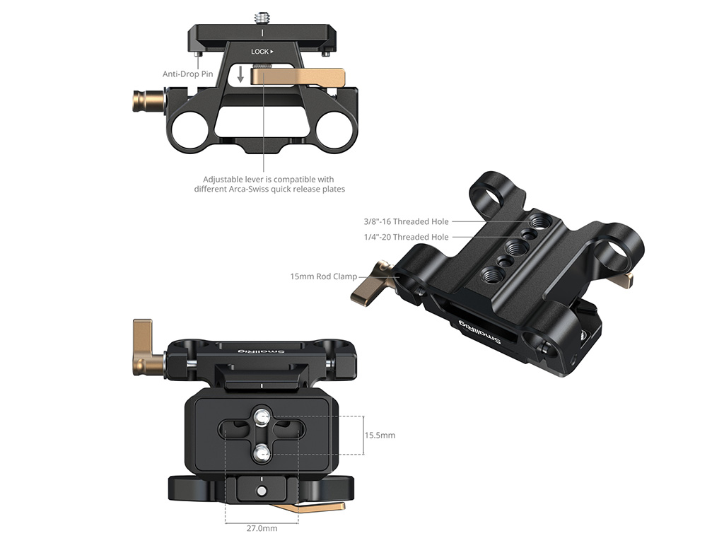 SmallRig 5365 Arca Tip Çiftli Çubuk Kelepçesi
