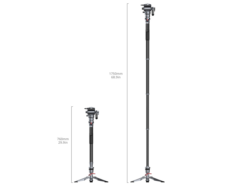 SmallRig 5565 Karbon Fiber Ayaklı 15kg Taşıma Kapasiteli Video Monopodu 175cm Maksimum Uzunluk