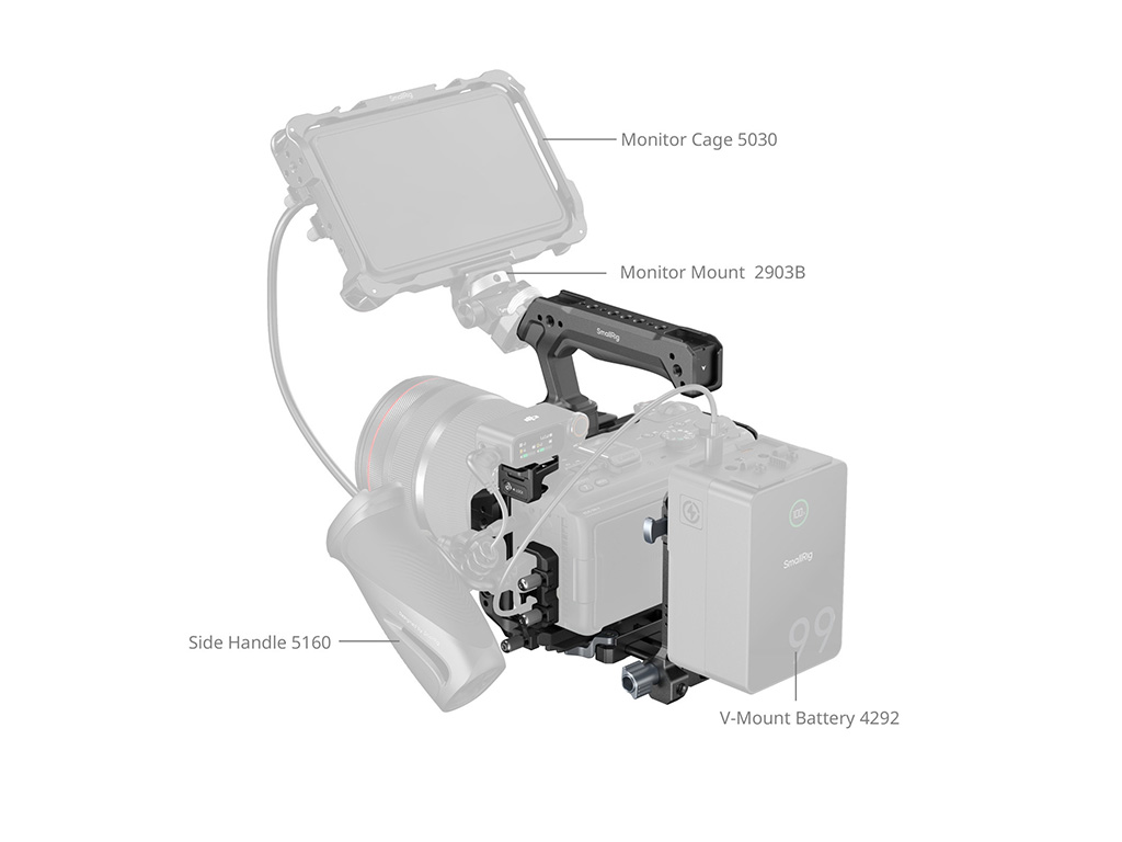 SmallRig 6381 Canon EOS R6 V Uyumlu HawkLock Hızlı Çıkarma Full Kafes Seti Üst Tutma Kolu, Kablo Tutucu ve V-Mount Plate Dahildir