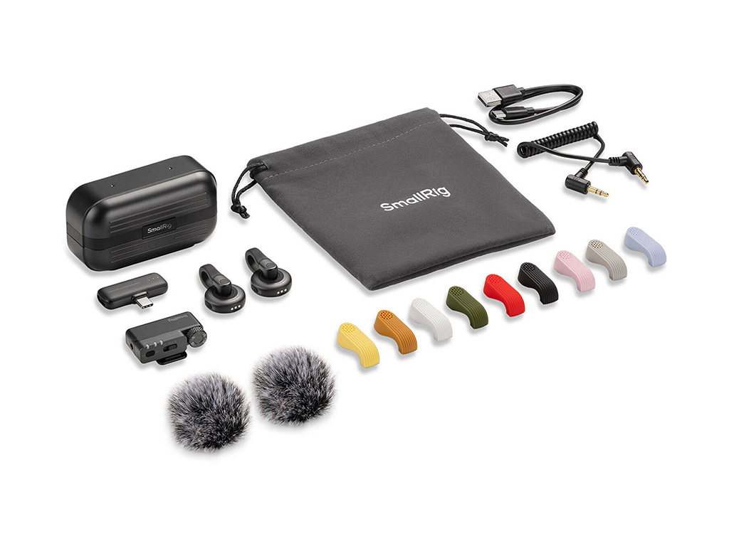 SmallRig 6526 S70 Siyah 2 Kişilik 48kHz/24bit Kablosuz Yaka Mikrofonu + Silikon Kılıf Seti Kamera ve Akıllı Telefonlar için