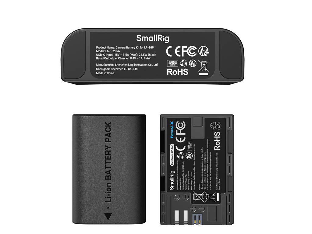 SmallRig 5485 Canon LP-E6P Turbo Hızlı 2 Batarya + Şarj Kiti 2 Batarya + Turbo Şarj Aleti